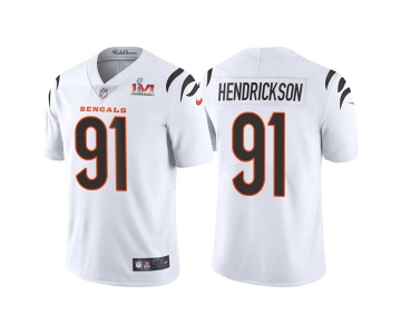 Men's Cincinnati Bengals #91 Trey Hendrickson 2022 White Super Bowl LVI Vapor Limited Stitched Jersey