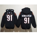Men's Cincinnati Bengals #91 Trey Hendrickson Black Pullover Hoodie