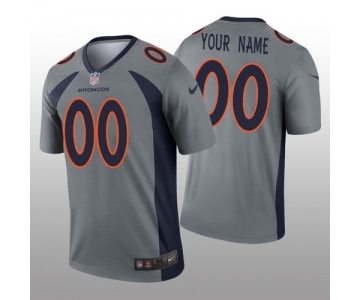 Men's Denver Broncos Custom Gray Inverted Legend Jersey