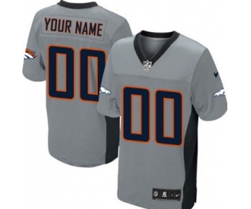 Men's Nike Denver Broncos Customized Gray Shadow Elite Jersey