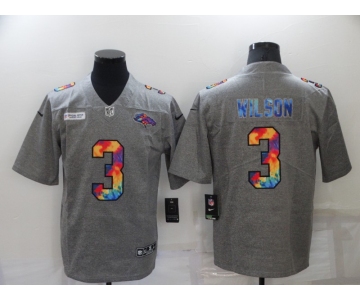 Men's Denver Broncos #3 Russell Wilson 2020 Grey Crucial Catch Limited Stitched NFL Jersey
