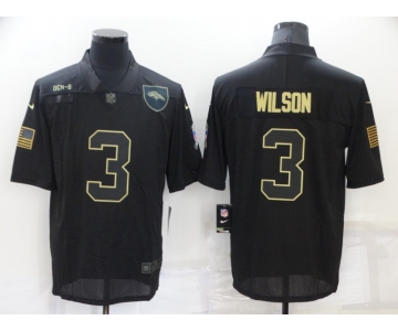 Men's Denver Broncos #3 Russell Wilson Black 2020 Salute To Service Stitched NFL Nike Limited Jersey