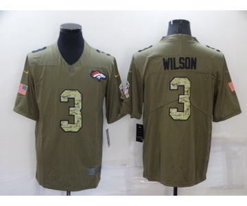 Men's Denver Broncos #3 Russell Wilson Olive With Camo 2017 Salute To Service Stitched NFL Nike Limited Jersey