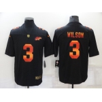Men's Denver Denver Broncos #3 Russell Wilson  Black Nike Red Orange Stripe Vapor Limited NFL Jersey