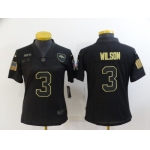 Women's Denver Broncos #3 Russell Wilson Black 2020 Salute To Service Stitched NFL Nike Limited Jerse