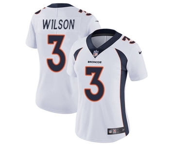 Women's Denver Broncos #3 Russell Wilson White Vapor Limited Stitched Jersey(Run Small)