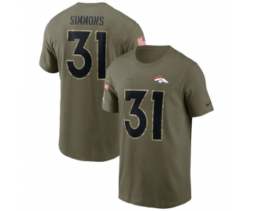 Men's Denver Broncos #31 Justin Simmons 2022 Olive Salute to Service T-Shirt