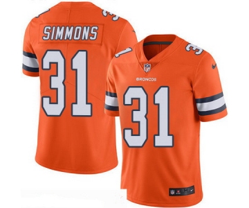 Men's Denver Broncos #31 Justin Simmons Orange 2016 Color Rush Stitched NFL Nike Limited Jersey