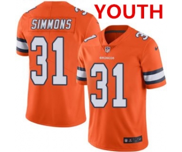 Nike Broncos #31 Justin Simmons Orange Youth Stitched NFL Limited Rush Jersey