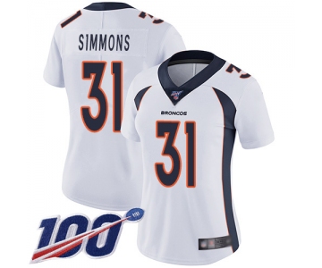Nike Broncos #31 Justin Simmons White Women's Stitched NFL 100th Season Vapor Limited Jersey
