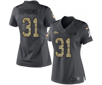 Women's Denver Broncos #31 Justin Simmons Black Anthracite 2016 Salute To Service Stitched NFL Nike Limited Jersey