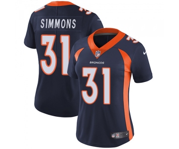 Women's Nike Denver Broncos #31 Justin Simmons Blue Alternate Stitched NFL Vapor Untouchable Limited Jersey