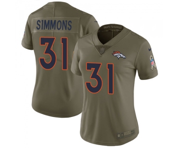 Women's Nike Denver Broncos #31 Justin Simmons Olive Stitched NFL Limited 2017 Salute to Service Jersey