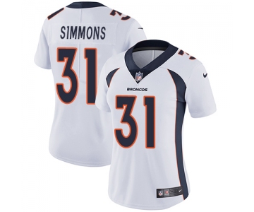 Women's Nike Denver Broncos #31 Justin Simmons White Stitched NFL Vapor Untouchable Limited Jersey