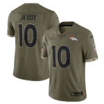 Men's Denver Broncos #10 Jerry Jeudy 2022 Olive Salute To Service Limited Stitched Jersey