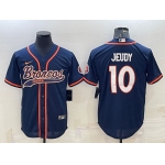 Men's Denver Broncos #10 Jerry Jeudy Navy Blue Stitched Cool Base Nike Baseball Jersey