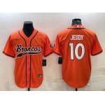 Men's Denver Broncos #10 Jerry Jeudy Orange Stitched Cool Base Nike Baseball Jersey
