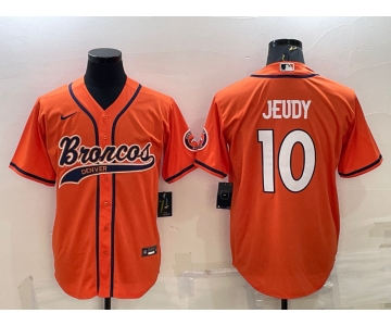 Men's Denver Broncos #10 Jerry Jeudy Orange Stitched Cool Base Nike Baseball Jersey