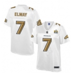 Denver Broncos #7 John Elway Nike All White With Gold 2016 Super Bowl 50 Patch Game Jersey