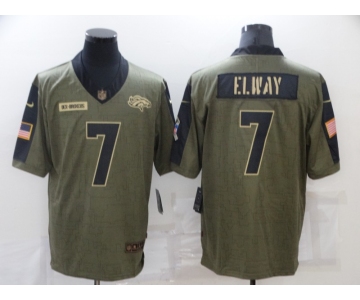 Men's Denver Broncos #7 John Elway Nike Olive 2021 Salute To Service Retired Player Limited Jersey