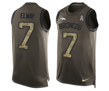 Men's Denver Broncos #7 John Elway Olive Green Salute To Service Hot Pressing Player Name & Number Nike NFL Tank Top Jersey