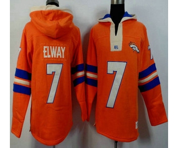 Men's Denver Broncos #7 John Elway Orange Team Color 2015 NFL Hoody
