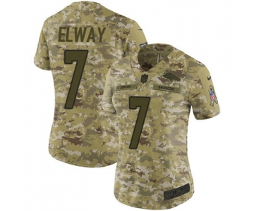 Nike Broncos #7 John Elway Camo Women's Stitched NFL Limited 2018 Salute to Service Jersey