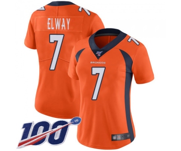 Nike Broncos #7 John Elway Orange Team Color Women's Stitched NFL 100th Season Vapor Limited Jersey