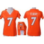 Nike Denver Broncos #7 John Elway 2012 Orange Womens Draft Him II Top Jersey