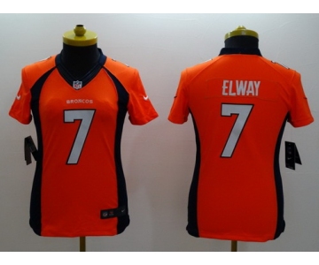 Nike Denver Broncos #7 John Elway 2013 Orange Limited Womens Jersey