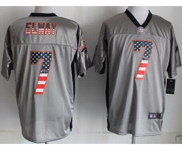 Nike Denver Broncos #7 John Elway 2014 USA Flag Fashion Gray Elite Jersey