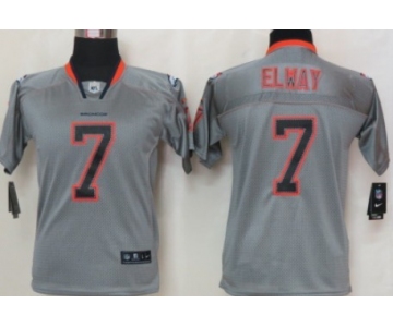 Nike Denver Broncos #7 John Elway Lights Out Gray Kids Jersey
