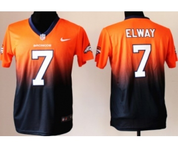 Nike Denver Broncos #7 John Elway Orange/Blue Fadeaway Kids Jersey