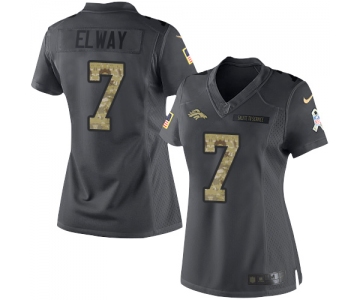 Women's Denver Broncos #7 John Elway Black Anthracite 2016 Salute To Service Stitched NFL Nike Limited Jersey