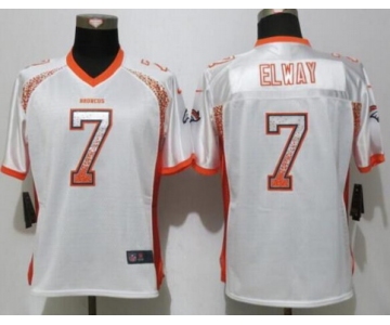Women's Denver Broncos Retired #7 John Elway White Drift Fashion NFL Nike Jersey