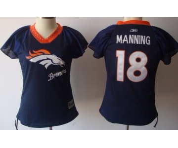 Denver Broncos #18 Peyton Manning 2011 Blue Womens Field Flirt Fashion Jersey