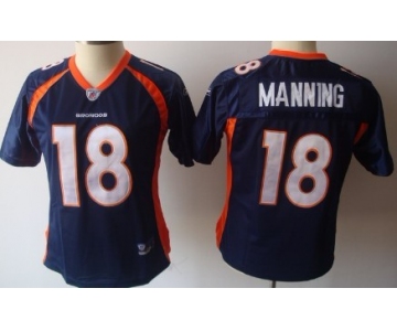 Denver Broncos #18 Peyton Manning Blue Womens Jersey