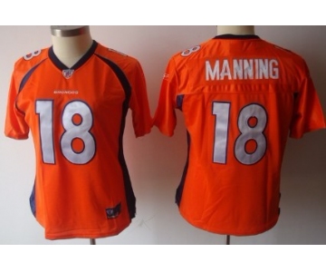 Denver Broncos #18 Peyton Manning Orange Womens Jersey