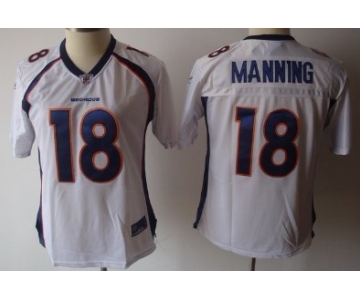 Denver Broncos #18 Peyton Manning White Womens Jersey