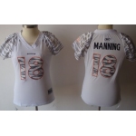 Denver Broncos #18 Peyton Manning White Womens Zebra Field Flirt Fashion Jersey