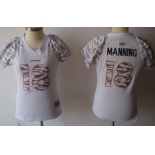 Denver Broncos #18 Peyton Manning White Womens Zebra Field Flirt Fashion Jersey