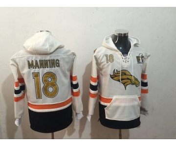 Men's Denver Broncos #18 Peyton Manning NEW Orange Pocket Stitched NFL Pullover Hoodie
