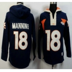 Men's Denver Broncos #18 Peyton Manning Navy Blue Alternate 2015 NFL Hoody