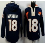 Men's Denver Broncos #18 Peyton Manning Navy Blue Alternate 2015 NFL Hoody