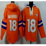 Men's Denver Broncos #18 Peyton Manning Orange Team Color 2015 NFL Hoody