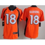 Nike Denver Broncos #18 Peyton Manning 2013 Orange Game Womens Jersey