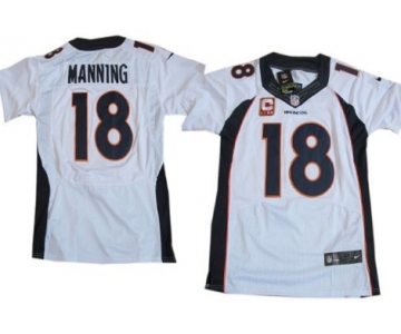 Nike Denver Broncos #18 Peyton Manning 2013 White C Patch Elite Jersey
