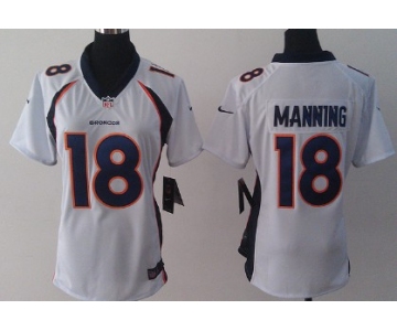 Nike Denver Broncos #18 Peyton Manning 2013 White Game Womens Jersey