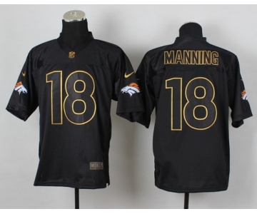 Nike Denver Broncos #18 Peyton Manning 2014 All Black/Gold Elite Jersey