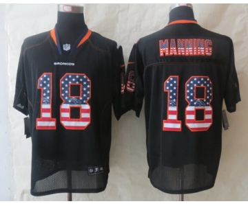 Nike Denver Broncos #18 Peyton Manning 2014 USA Flag Fashion Black Elite Jersey